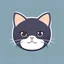 Placeholder: App logo 2D vector graphic of cute and kawai Cat face, simple color, flat style, use only 3color theme, open mouth