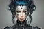 Placeholder: Create a wild, imaginative, full body, cyborg goth punk girl with highly detailed facial features, in the vector graphic style of Nirak1,Christopher Lee, and Cristiano Siqueira, vibrant colors, sharply defined 3d vector