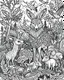 Placeholder: forest animals, coloring page, perfect composition, beautiful perfect coloring page, white, ((((black and white)))))