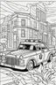 Placeholder: coloring page for kids, POLICE CAR, thick outline, low details, no shading, no color