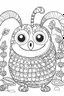 Placeholder: HAPPY NEW YEAR coloring page for kids, A cute caterpillar weaving through a tapestry of New Year patterns, thick outline, low details, no shading, no color