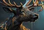 Placeholder: Black Shadow symbiote in 8k realistic anime e drawing style, close picture, Deer them, neon color, antlers deer, intricate details, highly detailed, high details, detailed portrait, masterpiece,ultra detailed, ultra quality