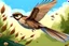 Placeholder: Beautiful sparrow flying in the sky in garden highly detailed 2d illustration