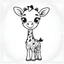 Placeholder: cute Giraffe, black and white, white background, clean lines, coloring page for kids