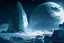 Placeholder: Snow, winter, ice blocks, night, moon, sci-fi, epic,