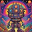 Placeholder: psychedelic colorful, evil robot, illustration by John Kricfalusi, maximalism