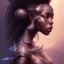 Placeholder: sango fantasy, fantasy magic, intricate, sharp focus, illustration, highly detailed, digital painting, concept art, matte, masterpiece head sexy lady body black African beauty space lady black fish skin African space night