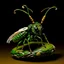 Placeholder: A green nature elemental hornet designed in Navajo baskets painted by Salvador Dali