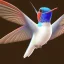 Placeholder: white, red and blue 3d cute colibri bird flying