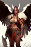 Placeholder: female barbarian dnd character with large wings