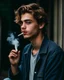 Placeholder: A handsome boy smoking a cigarette