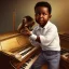 Placeholder: African American baby boy musician with piano modern art