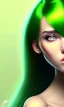 Placeholder: girl, cute, beautiful, green hair, casual clothes, head and shoulders portrait