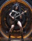 Placeholder: guitarist girl heavy metal exciting pose holding a playing electric guitar in multiple circle 3D female singer pictures art 3D fractals