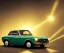 Placeholder: fiat 125p, city. high speed. bokeh. lens flare. warm lights. high detailed. oil on canvas