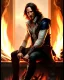 Placeholder: "matt mercer sitting in a comfy chair by a fireplace, beautiful eyes, full-scale head and shoulders portrait, 8k resolution concept art portrait by Greg Rutkowski, Artgerm, WLOP, Alphonse Mucha dynamic lighting hyperdetailed intricately detailed Splash art trending on Artstation triadic colors Unreal Engine 5 volumetric lighting Splash art fantasy