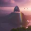 Placeholder: Christ the Redeemer, sunset, rainbow sunset, waterfall, palms, spring, sunset rainbow, flying birds, unreal engine 5, cinematic lighting, realistic, hyper detailed, 8k, octane render, cinema 4d