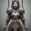 Placeholder: a warrior princess in samurai armor, red tattoo in the face, steam punk, scary, horror, realistic, made in octane, cinematic, movie, CGI, ultra-realistic, extremely detailed octane rendering, 8K, VRAY Super Real ar 2:3, dof photorealistic futuristic 50mm lens hard lighting dark gray tintype photograph, realistic lighting, sephia colors