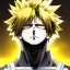 Placeholder: Detailed anime portrait of bakugo from my hero academia, gold hair and golden eyes, black suit, intricate details, full body portrait, keep head in frame, slight smile, black Japanese motif, concept art, highly detailed, digital painting, concept art, sharp focus, illustration, art by Yoji Shinkawa, WLOP and greg rutkowski and alphonse mucha and artgerm and yanjun Chen and Junji ito and Makoto Shinkai, HDR, octane render