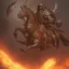 Placeholder: Bulgarian rider warrior. Shiny bright papper scroll. Weapon. Sharp. Damascus steel. Black. Technical details. Red. Doom dark. Meteorite falling in the background. Fire.