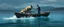 Placeholder: airbrush 3d rendering, wolf is being rescued from boat in lake