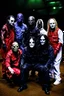 Placeholder: The cast of rainbow dressed as members of Slipknot