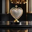 Placeholder: A magnificent golden and silver heart-shaped sign adorned with a stunning golden sphere encrusted with sparkling diamond clusters at its center, elegantly spinning in position.