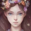 Placeholder:  full Closeup face portrait of a girl wearing crown of flowers, smooth soft skin, big dreamy eyes, beautiful intricate colored hair, symmetrical, anime wide eyes, soft lighting, detailed face, by makoto shinkai, stanley artgerm lau, wlop, rossdraws, concept art, digital painting, looking into camera