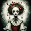 Placeholder: by Chris Friel and Dave McKean and Bill Carmen, creepy porcelain doll queen of an Underworld Christmas, color ink illustration, mistletoe, presents, eerie, doll phobia, horror, surreal, gritty, eerie christmas theme