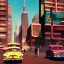 Placeholder: Picture 1950's street life, people, New York, blurry, abstractism, colours, strong texture, 3d, chaotic