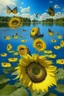 Placeholder: lake of sunflowers in the island of cheese and butterfly