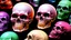 Placeholder: hundreds of non-anatomically correct, dark comic art, graphic novel,human skulls stacked into a wall unusual neon lighting, high velocity, 64k, dystopian, vray, a picture of a dark, comedic, anatomically correct wall of colorful tightly packed skulls of varying sizes and expressions, photo realistic, insanely meticulous, highly detailed, part of a collection of bones on display, 64k, dystopian, vray ,made with stained glass