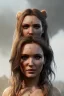 Placeholder: Camilla luddington face, big busty, texture skin,Crystal yellow eyes, long white hair, wearing The Lara Croft, realistic, 4k, intricate, best quality, fog particles, fire particles, octane render, vray, sword fire