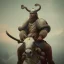 Placeholder: a viking on a horse, tilt shift, scary, steam punk, realistic, made in octane, cinematic, ultra-realistic, extremely detailed octane rendering, 8K, VRAY Super Real ar 2:3, dof photorealistic futuristic 50mm lens hard lighting dark gray tintype photograph, realistic lighting, sepia color