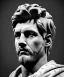 Placeholder: Gran angular, Realistic image, roman sculpture, marble material, Lionel Messi, Laurel wreath model, miguel angel style, emperador, God light, god rays, 4k resolution, ornate details, soft lighting, unreal engine 5, soft cyan background.