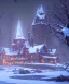 Placeholder: A magical snowy warlock castle in Christmas time