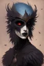 Placeholder: The mask Crow by James O'Barr, splash art, alcohol ink, goth, dusk, by tom bagshaw, brom, tim burton, 16k