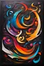 Placeholder: create Islamic calligraphy in oil painting in multicolor abstract style on black background