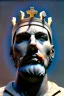 Placeholder: Ultra Realistic image, Roman sculpture, white marble material, Lionel Messi, gold crown of thorns, god crown, baroque ornaments, sun ornament, sun rays background, waist up portrait, epic, celestial, cinematic lighting, God lights, 4k resolution, smooth details, soft lighting, unreal engine 5, art station, substance 3d.