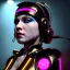 Placeholder: Sweet british cyber woman, young Madonna artist, cold ambient, rain, fog, latex, cables, purpurin, black, gold, rings piercing, yellow, decorative color feathers, circuits, neon style, a lot of led lights, fog, rain, vibrant color, highly detailed, art stations, concept art, smooth, unreal engine 5, god rays, ray tracing, RTX, lumen lighting, ultra detail, volumetric lighting, 3d, finely drawn, high definition, high resolution.