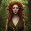 Placeholder: A beautiful celtic druid with red hair and flowers and mushrooms growing from her hair and skin, digital art, HD, 8k, high definition, very high quality, detailed eyes, nature, druid, fantasy