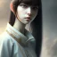 Placeholder: Japanese girl with big brown eyes and long black hair with bangs, cute, beautiful, high quality, insane detail, by Greg Rutkowski, straight bangs, asian