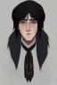 Placeholder: black hair freckles blue eyes young wizard beardsley