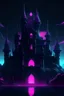 Placeholder: realistic dark fantasy castle with a synthwave background