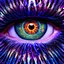 Placeholder: Close-up of mystical eyes, neon glow, intricate iris patterns, digital art style