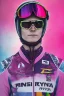 Placeholder: Portrait of Matti Nykänen skijumping. colorful. pink.