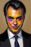 Placeholder: Extremely rich guy portrait with pride paint in face