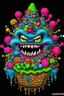 Placeholder: Monster made of ice cream, candy, gum drops, sprinkles tattoo design, traditional tattoo style, t-shirt design, fantasy art, digital painting, clean dark background, 8K by R. crumb, Todd Schorr, Robert Williams, Alex Alemany