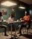 Placeholder: Realistic scene, American shot view, man and woman sitting in cafeteria and having breakfast levitating, 0 gravity, Wes Anderson, soft color, highly detailed, unreal engine 5, ray tracing, RTX, lumen lighting, ultra detail, volumetric lighting, 3d, finely drawn, high definition, high resolution.