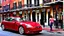 Placeholder: A Tesla's 'Model S Plaid' is parked, on the Bourbon Street, in New Orleans. CINEMATIC. WIDE ANGLE LENS.